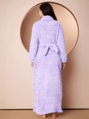 Lilac Blanket Fur Maternity Winter Nighty