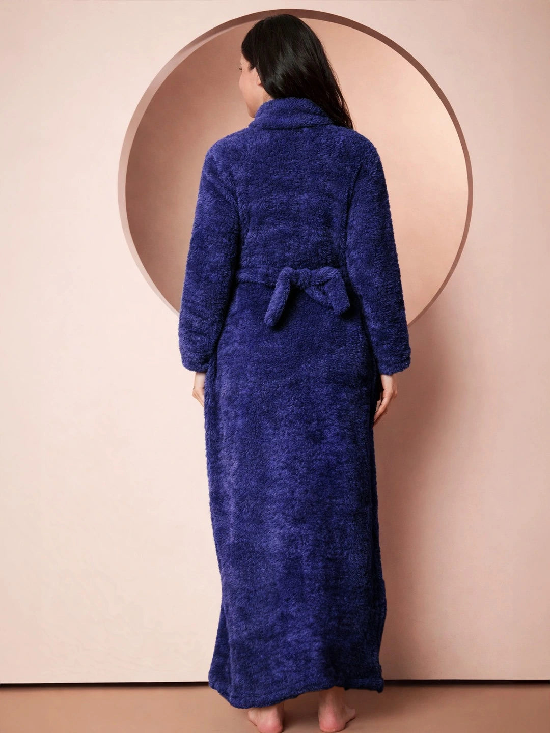 Navy Blanket Fur Maternity Winter Nighty