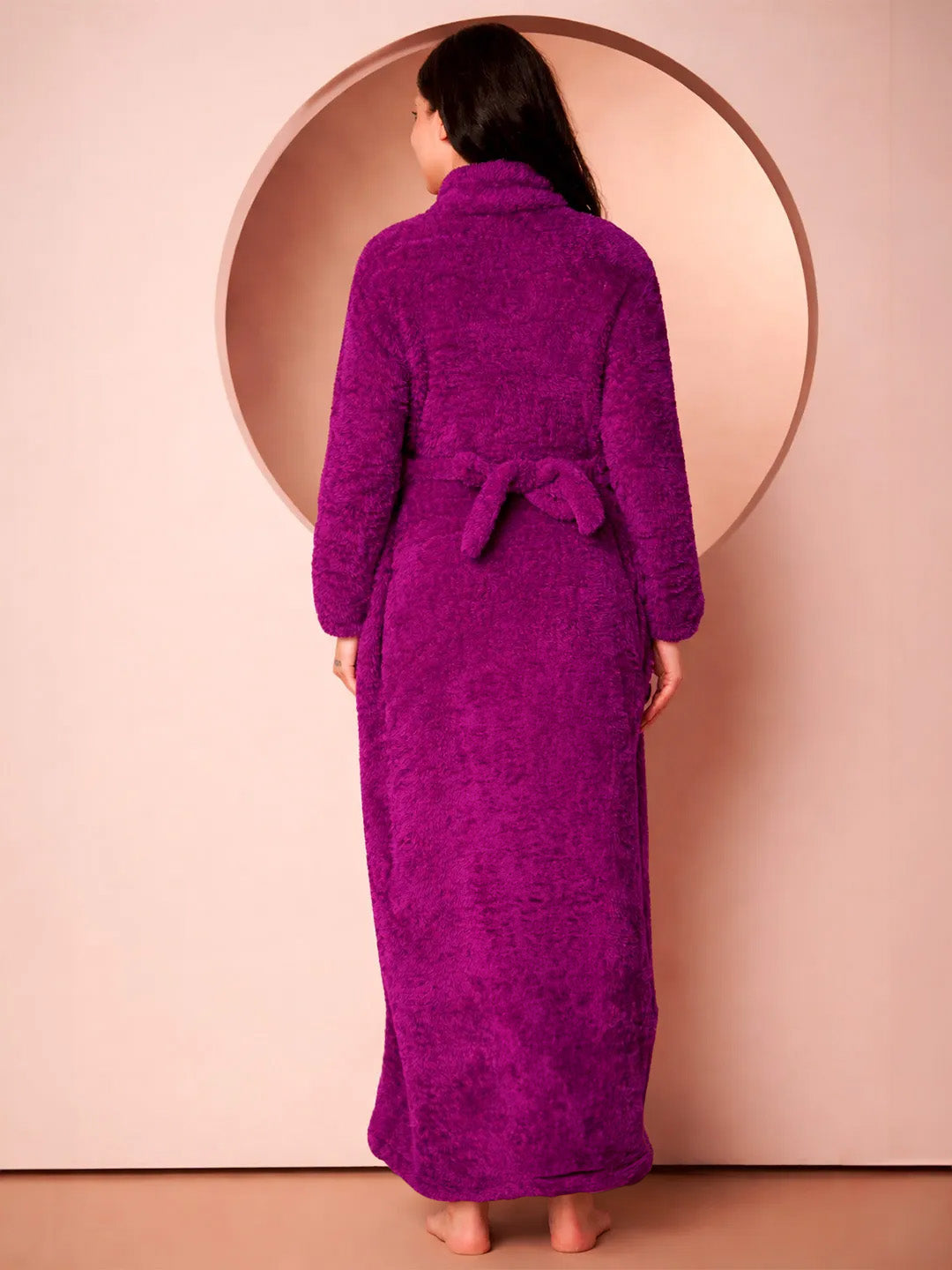 Purple Blanket Fur Maternity Winter Nighty