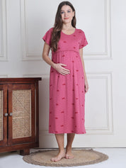 Secret Wish Pink Heart Hosiery Maternity Nighty