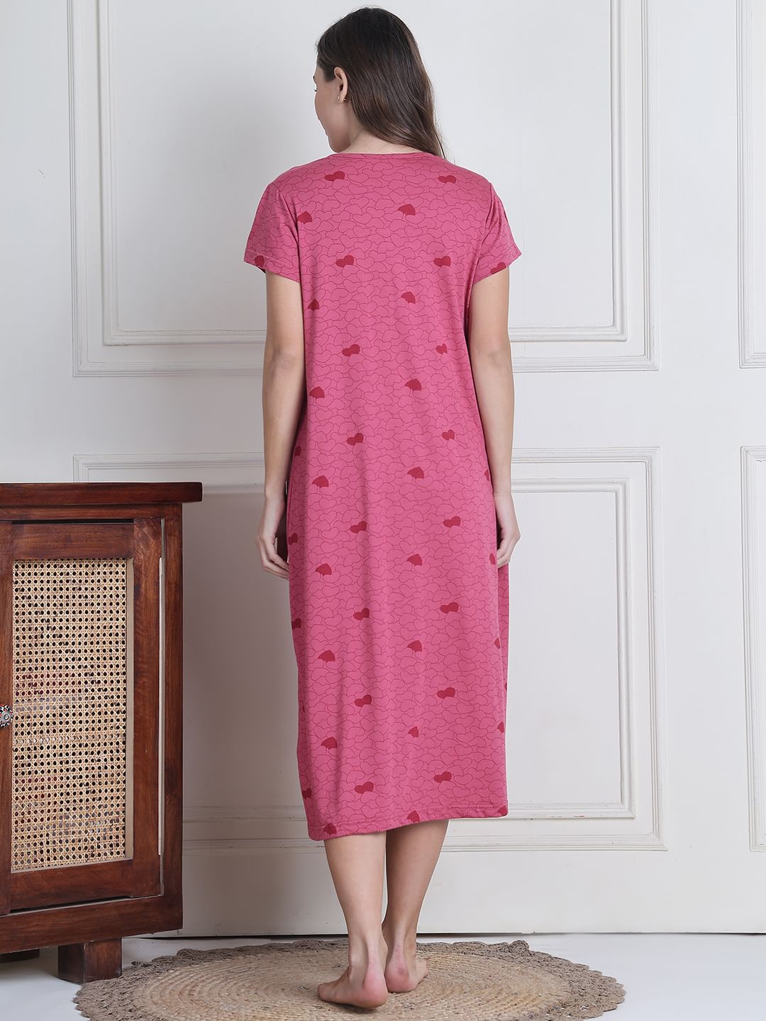 Secret Wish Pink Heart Hosiery Maternity Nighty
