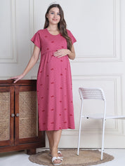 Secret Wish Pink Heart Hosiery Maternity Nighty