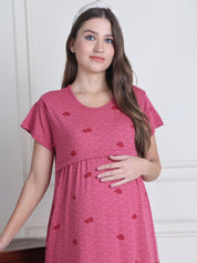 Secret Wish Pink Heart Hosiery Maternity Nighty