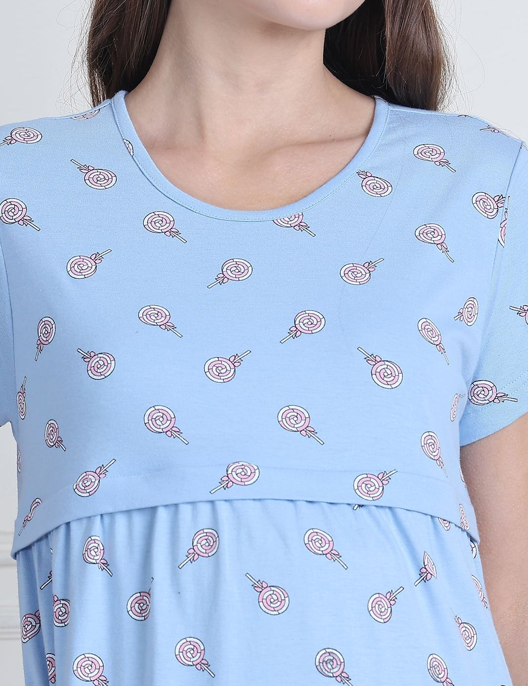 Sky Blue Candy Hosiery Maternity Nighty