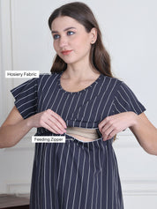 Secret Wish Grey Lining Hosiery Maternity Nighty