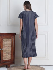 Secret Wish Grey Lining Hosiery Maternity Nighty
