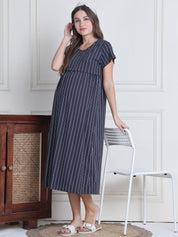 Secret Wish Grey Lining Hosiery Maternity Nighty