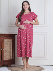 Secret Wish Pink Star Hosiery Maternity Nighty