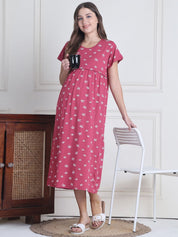 Secret Wish Pink Star Hosiery Maternity Nighty