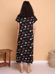 Black Abstract Hosiery Maternity Nighty