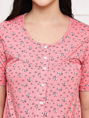 Pink Floral Hosiery Maternity Nighty