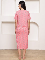 Pink Floral Hosiery Maternity Nighty
