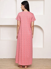 Pink Floral Hosiery Maternity Nighty