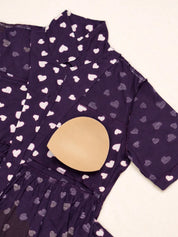 Purple Printed Hosiery Padded Maternity Nighty