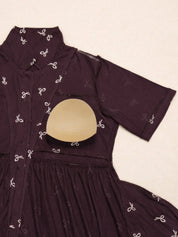 Purple Printed Hosiery Padded Maternity Nighty