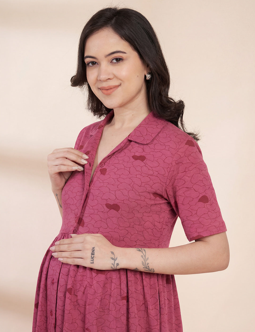 Red Heart Hosiery Padded Maternity Nighty