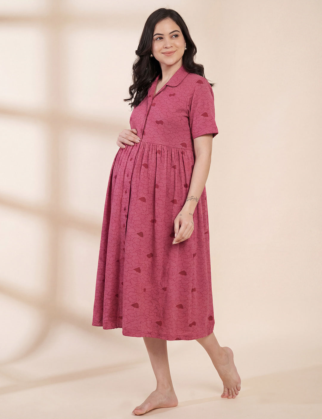 Red Heart Hosiery Padded Maternity Nighty