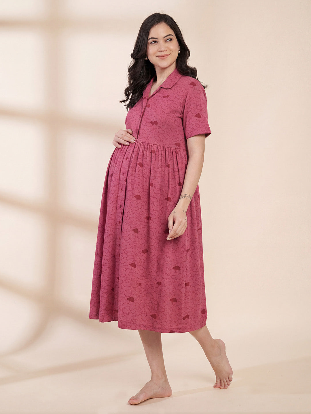 Red Heart Hosiery Padded Maternity Nighty