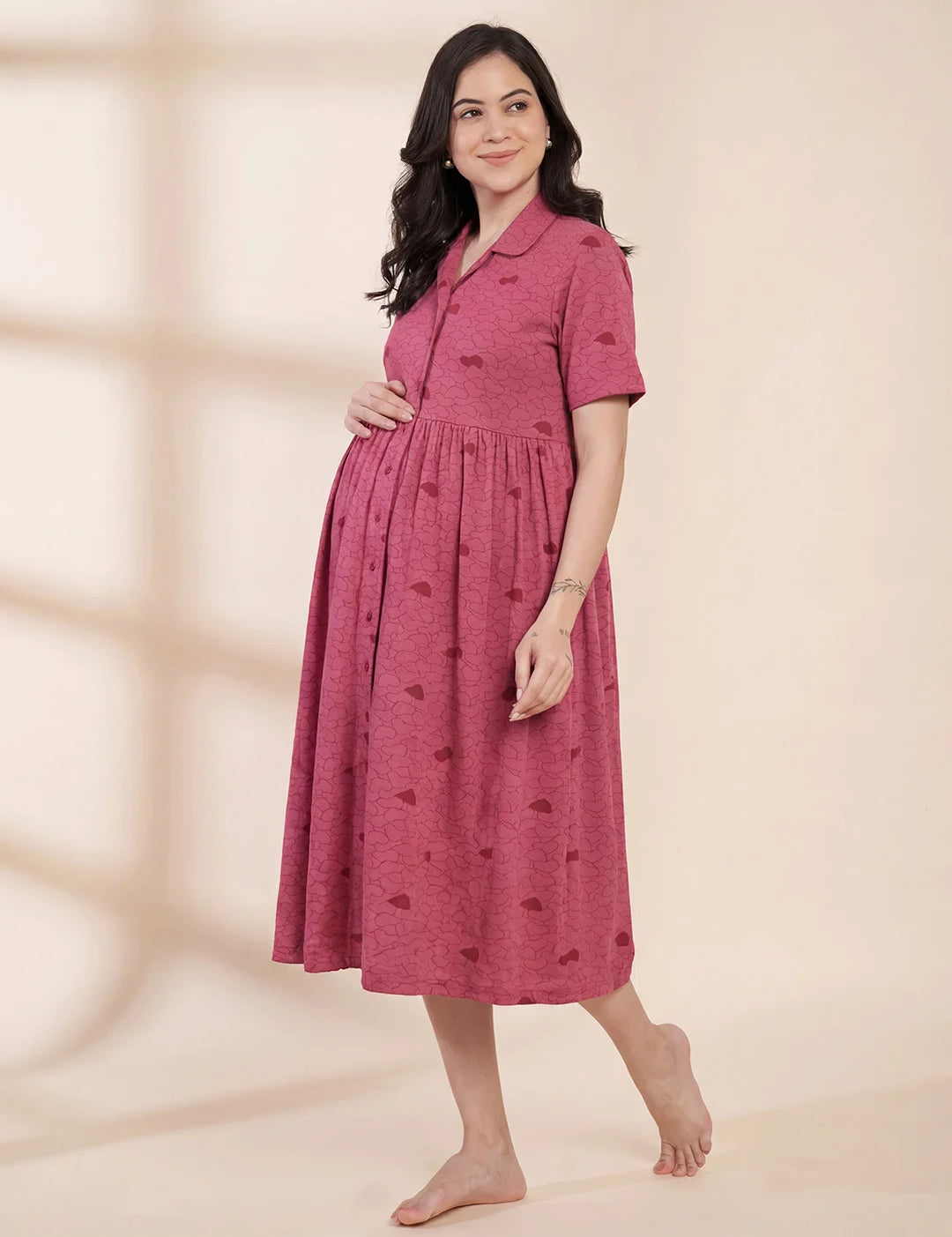 Red Heart Hosiery Padded Maternity Nighty