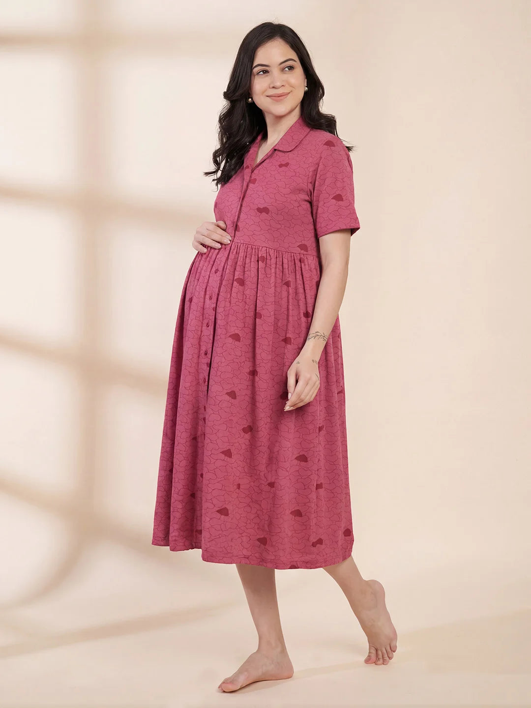 Red Heart Hosiery Padded Maternity Nighty