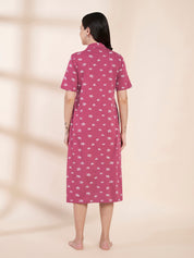 Pink Star Print Hosiery Padded Maternity Nighty