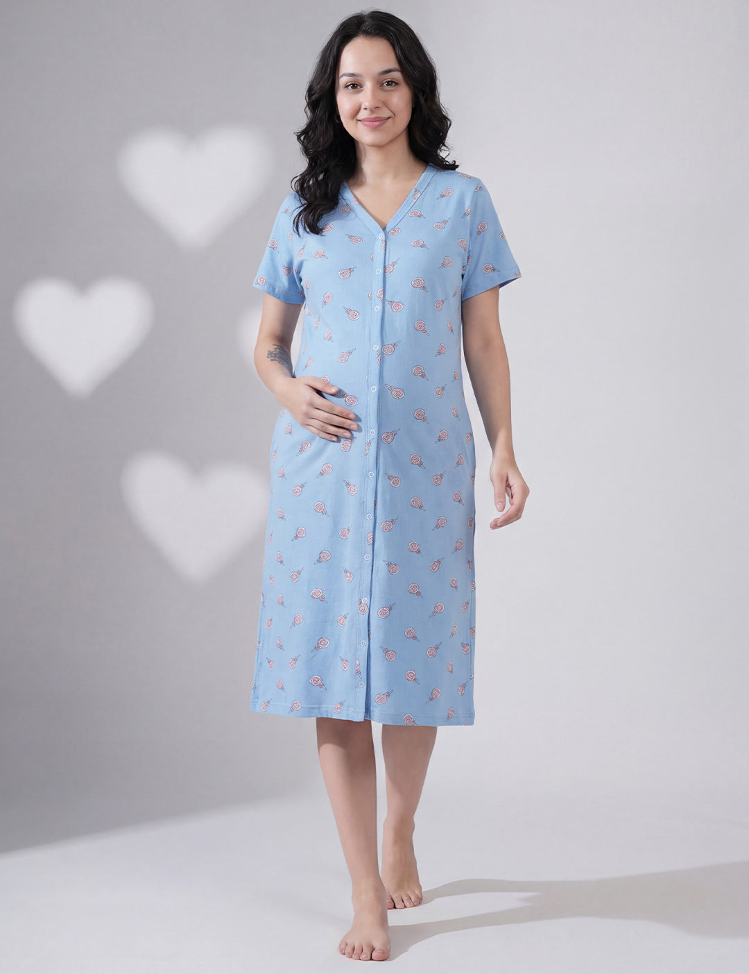 Sky Blue Candy Hosiery Zipless Maternity Nighty