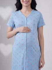 Sky Blue Candy Hosiery Zipless Maternity Nighty