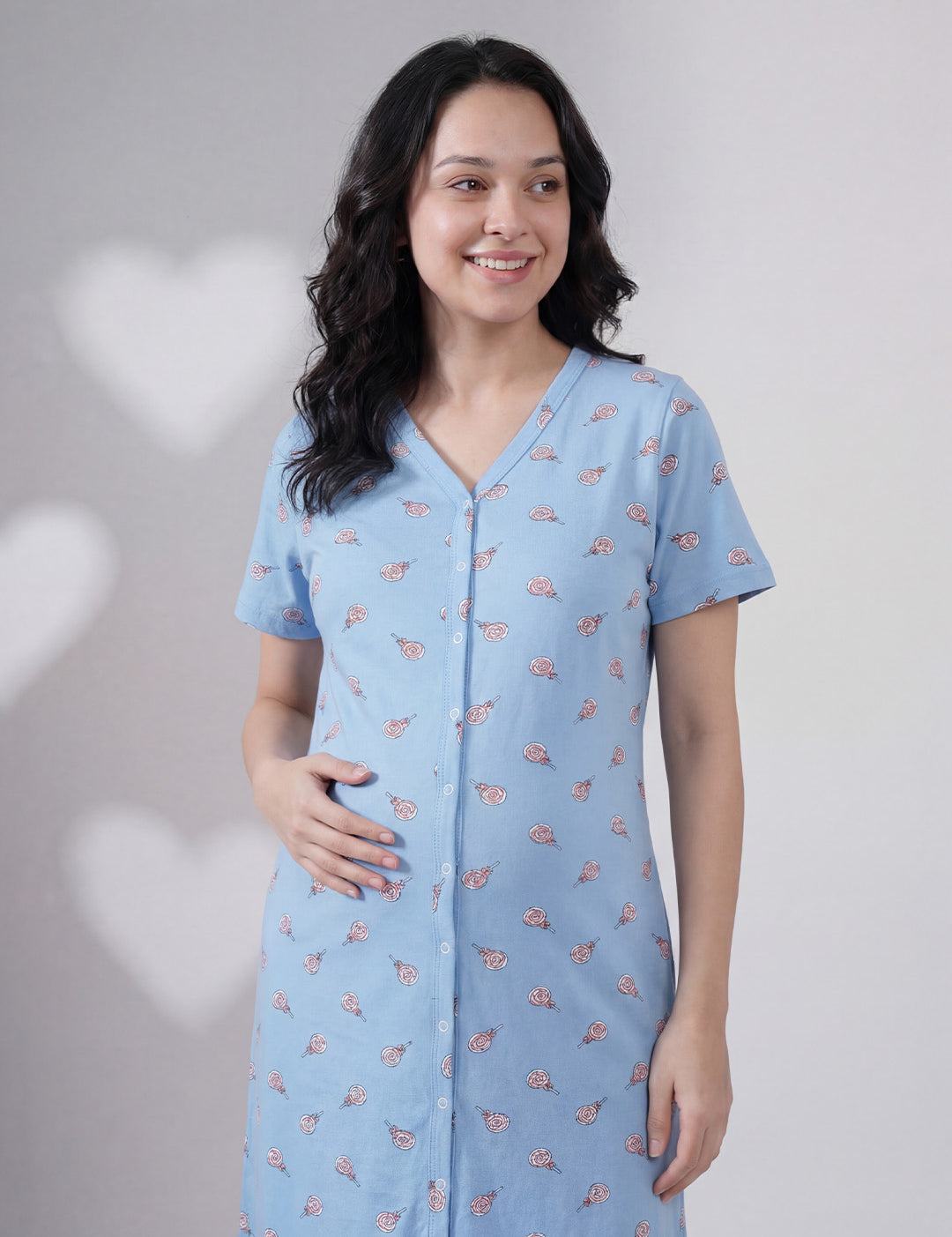 Sky Blue Candy Hosiery Zipless Maternity Nighty