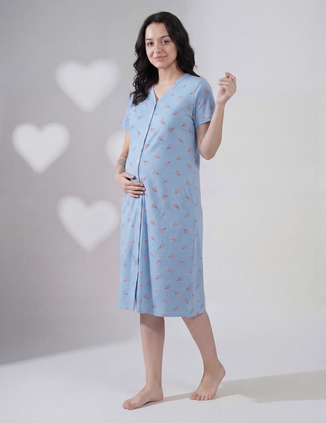 Sky Blue Candy Hosiery Zipless Maternity Nighty