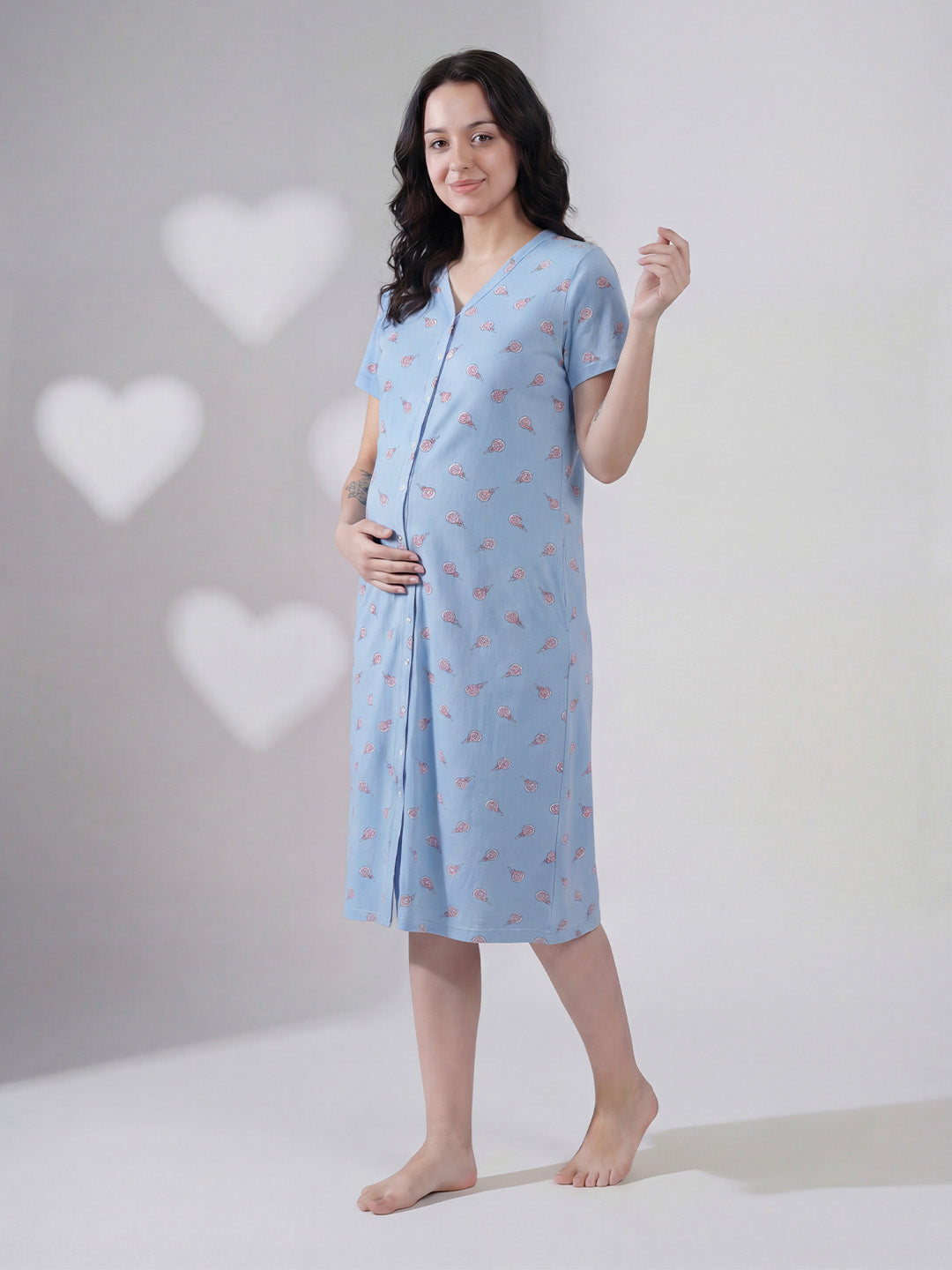 Sky Blue Candy Hosiery Zipless Maternity Nighty