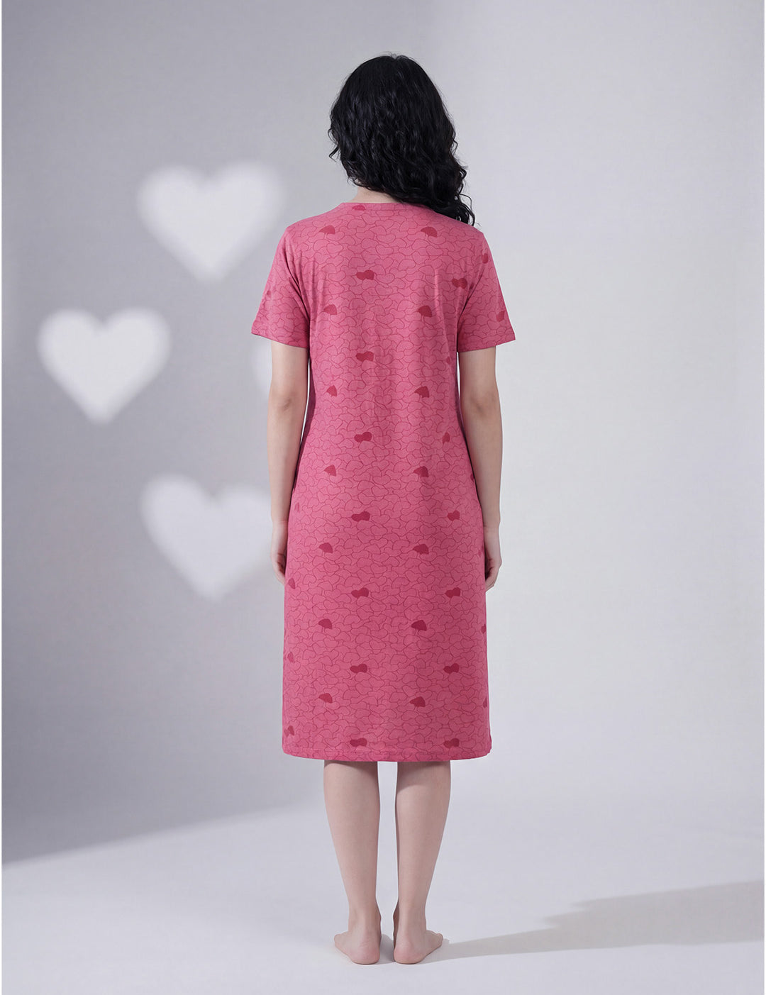 Pink Heart Hosiery Zipless Maternity Nighty