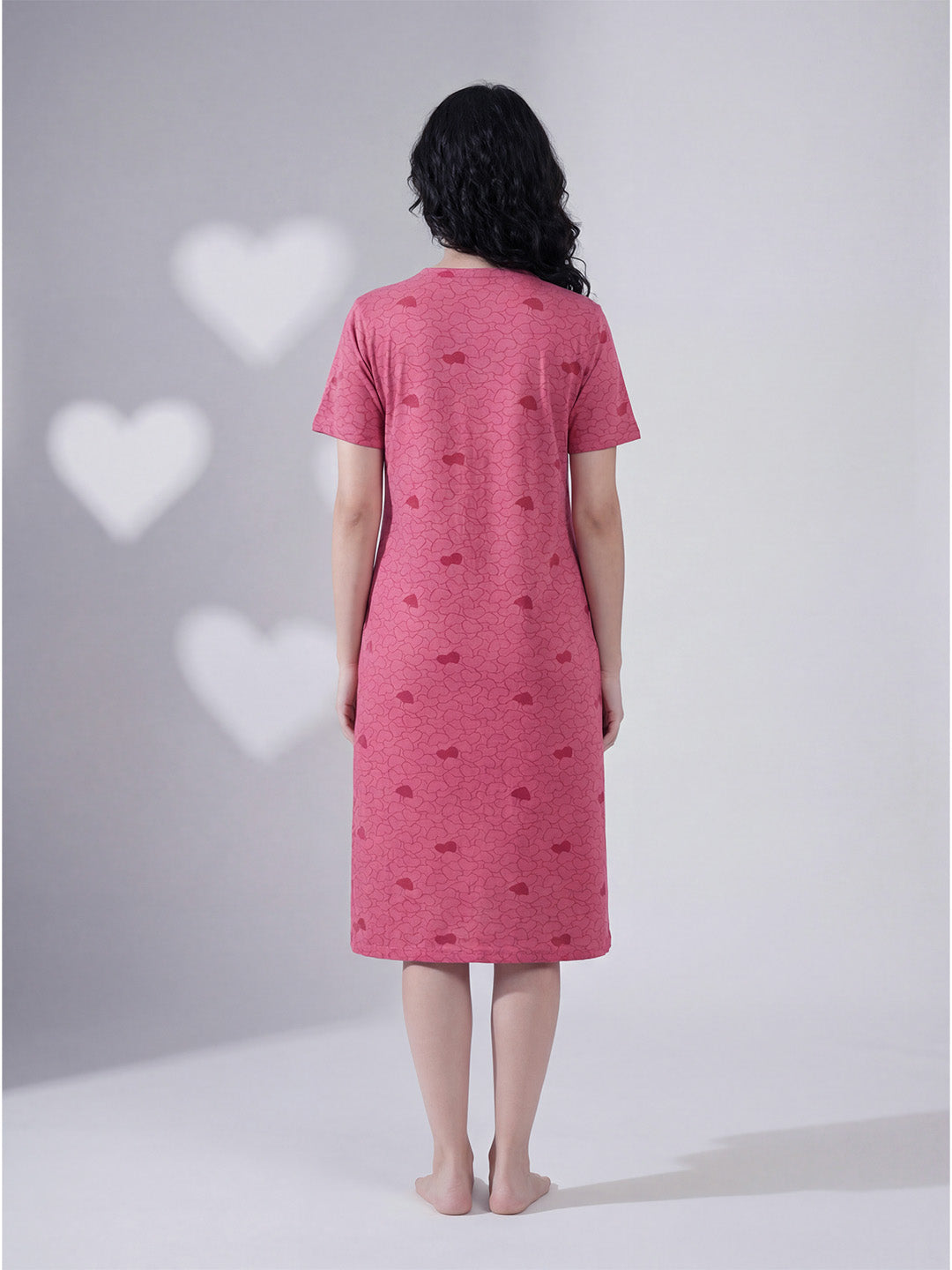 Pink Heart Hosiery Zipless Maternity Nighty