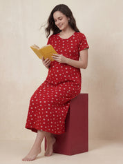 Red Floral Hosiery Maternity Nighty