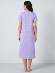 Lilac Floral Hosiery Zipless Maternity Nighty