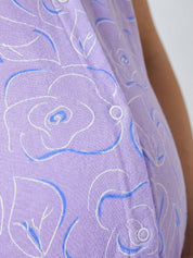Lilac Floral Hosiery Zipless Maternity Nighty