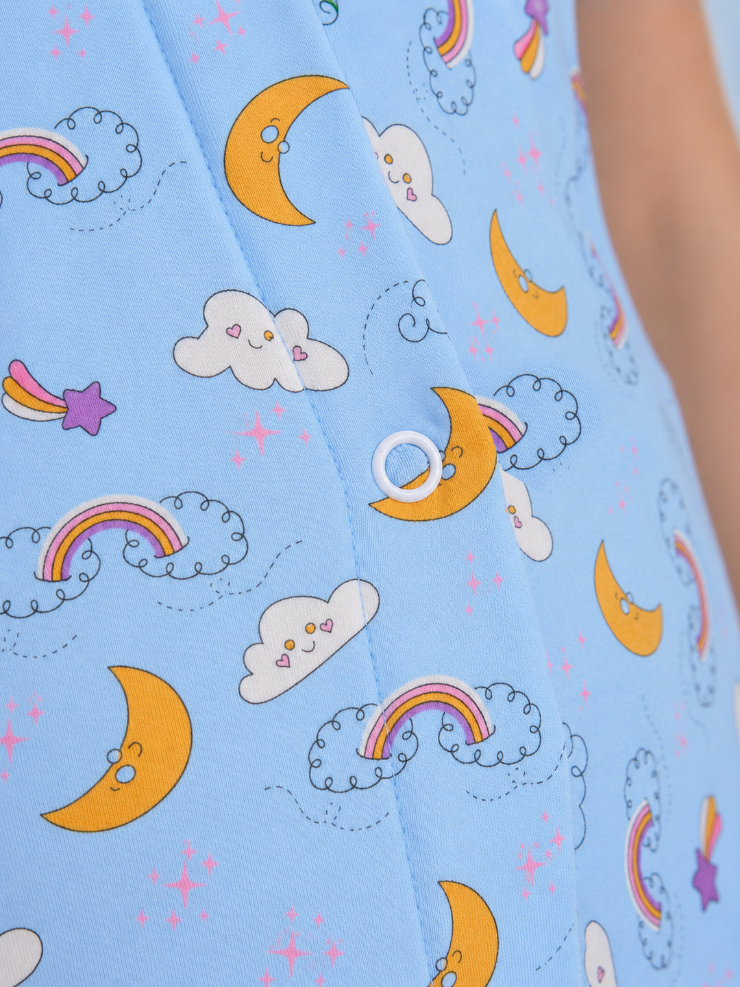 Blue Printed Hosiery Zipless Maternity Nighty