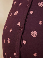 Burgundy Leaf Hosiery Zipless Maternity Nighty