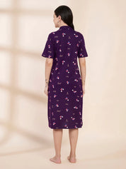 Purple Floral Hosiery Padded Nighty