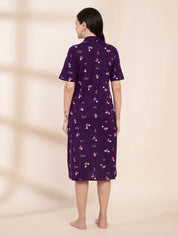 Purple Floral Hosiery Padded Nighty