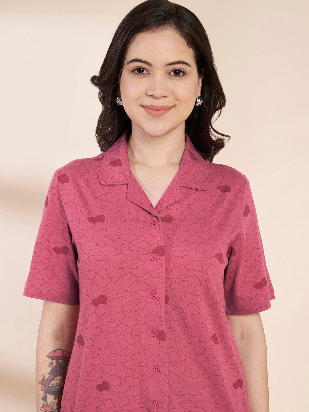 Pink Heart Hosiery Padded Nighty