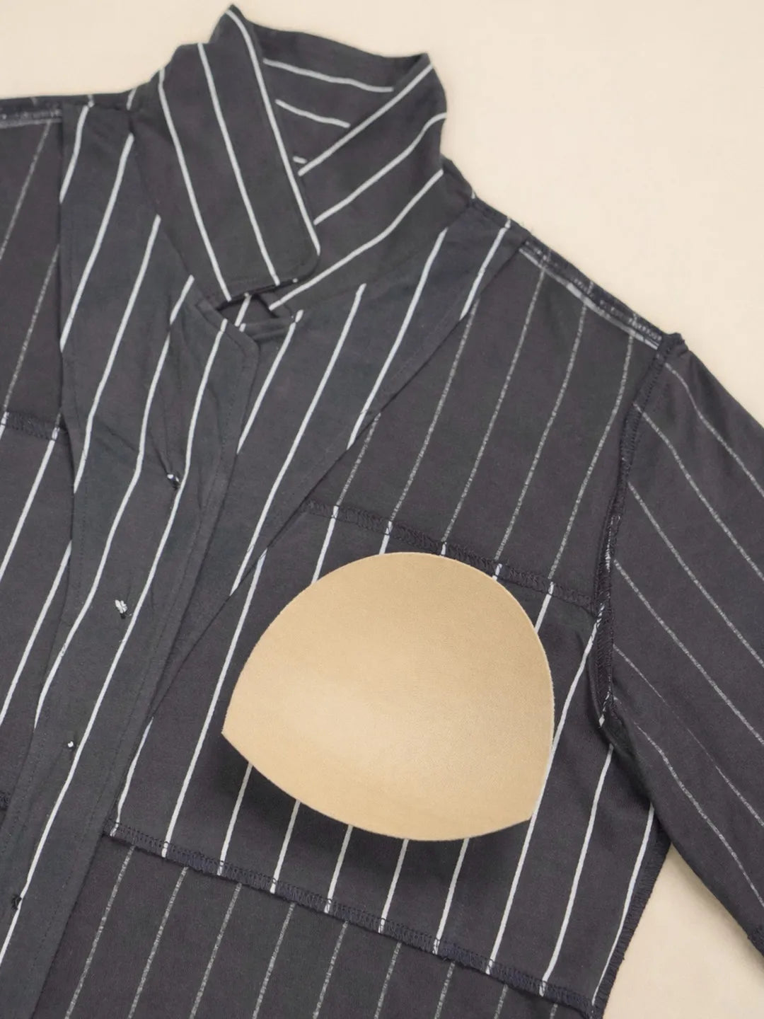 Black Striped Hosiery Padded Nighty