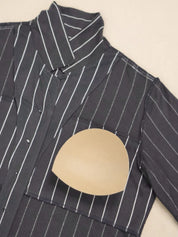 Black Striped Hosiery Padded Nighty