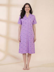 Lilac Star Print Hosiery Padded Nighty