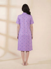 Lilac Star Print Hosiery Padded Nighty