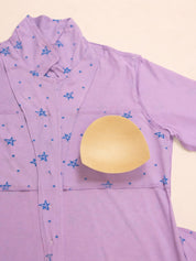 Lilac Star Print Hosiery Padded Nighty