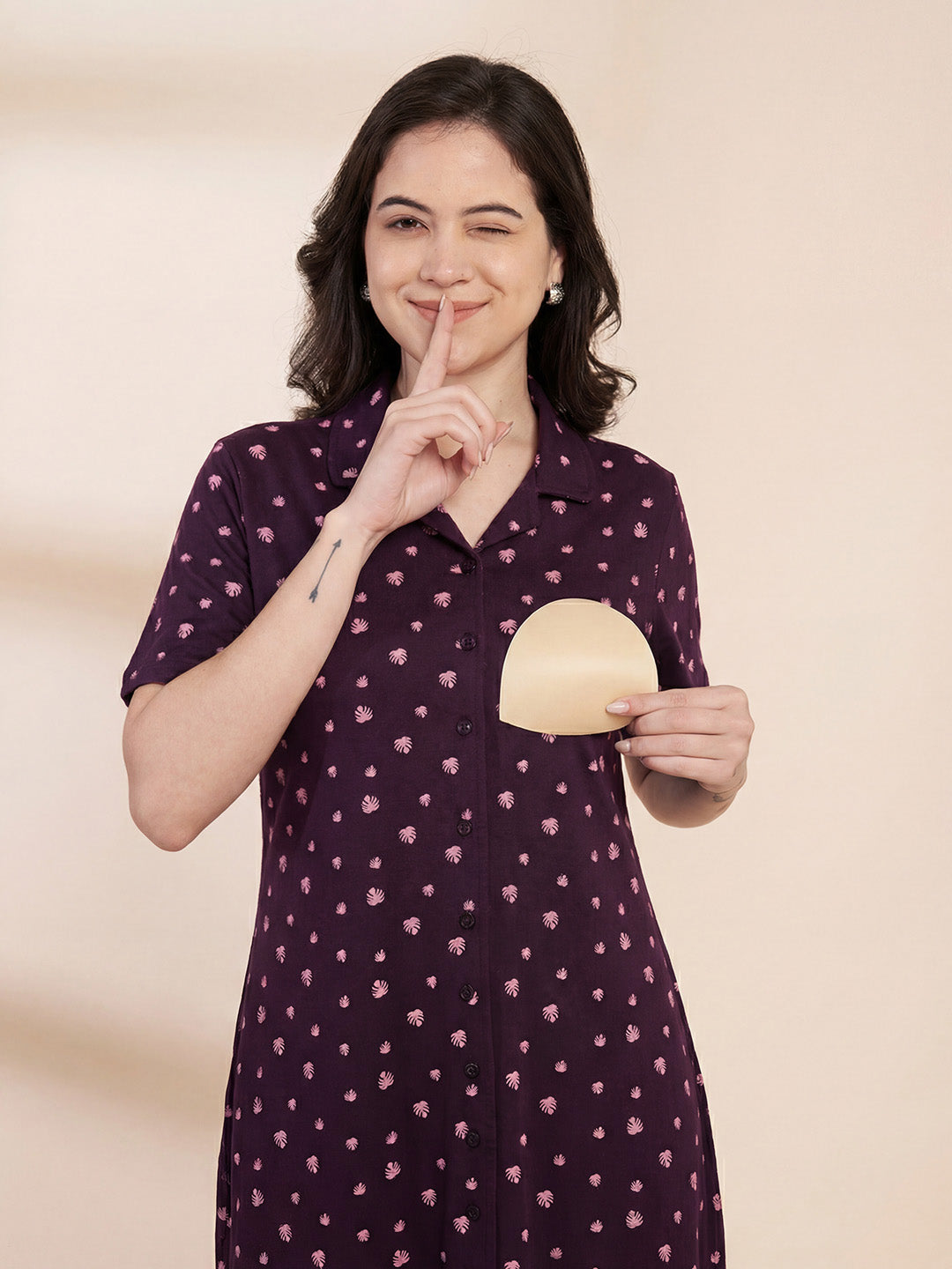 Purple Leaf Hosiery Padded Nighty