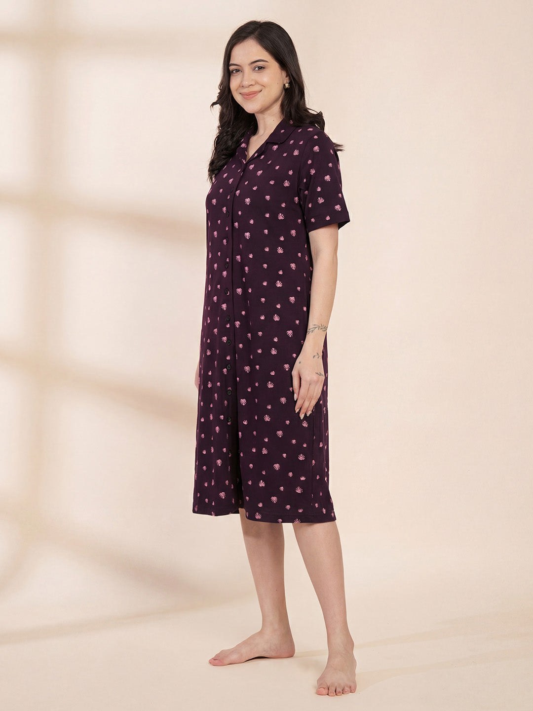 Purple Leaf Hosiery Padded Nighty