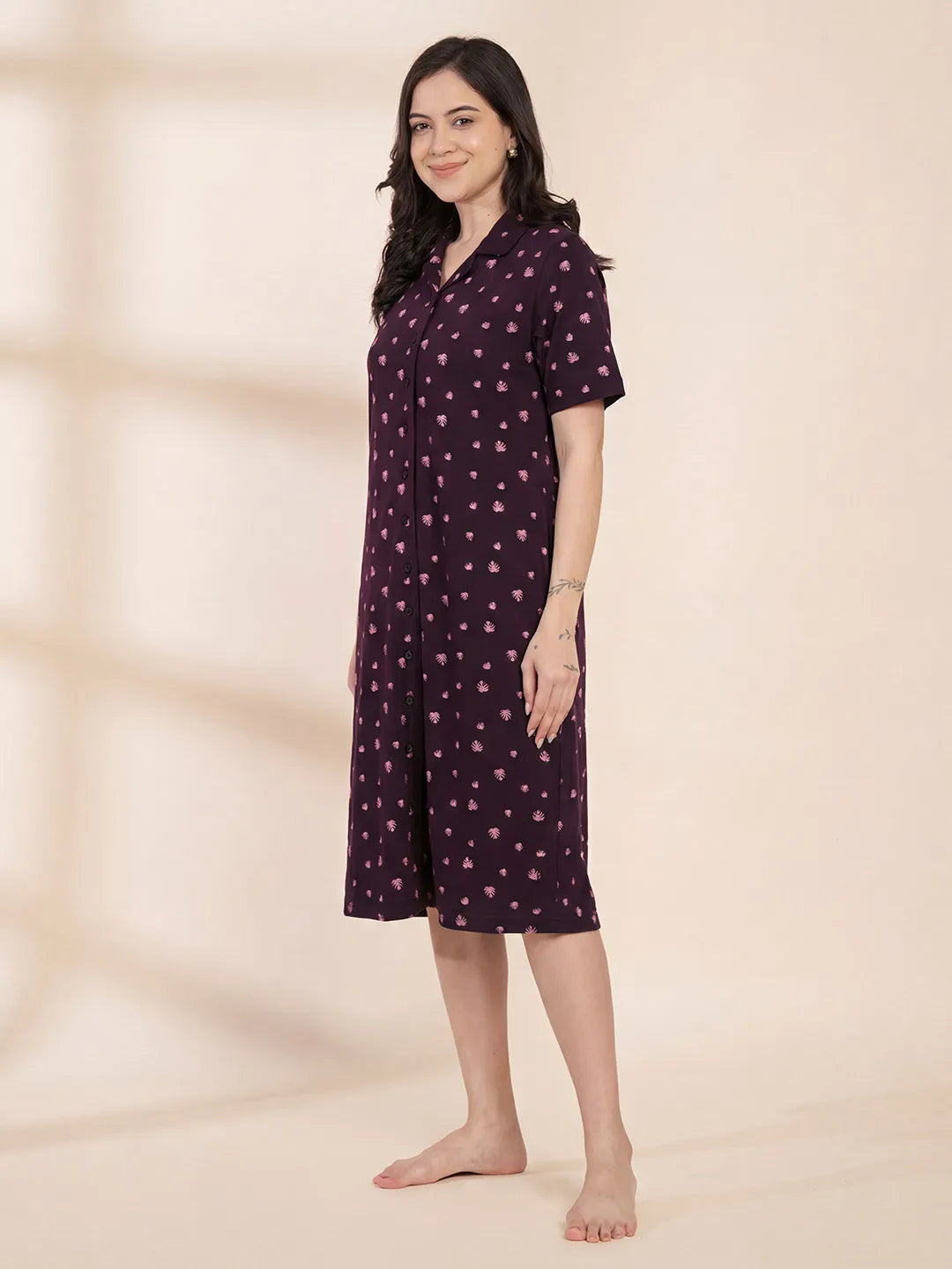 Purple Leaf Hosiery Padded Nighty