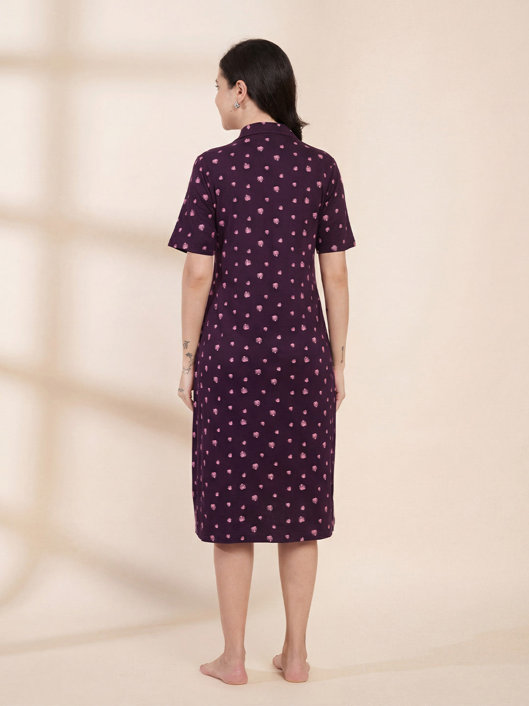 Purple Leaf Hosiery Padded Nighty