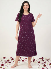 Purple Bow Print Hosiery Nighty